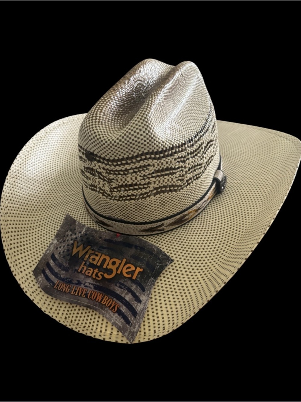 Wrangler "Long Live Cowboys" Bangora Straw Cowboy Hat NWT
